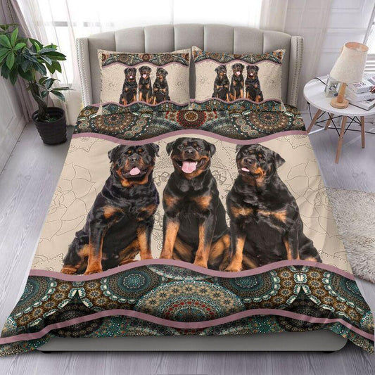 Rottweler Boho Pattern 3D printed Bedding set