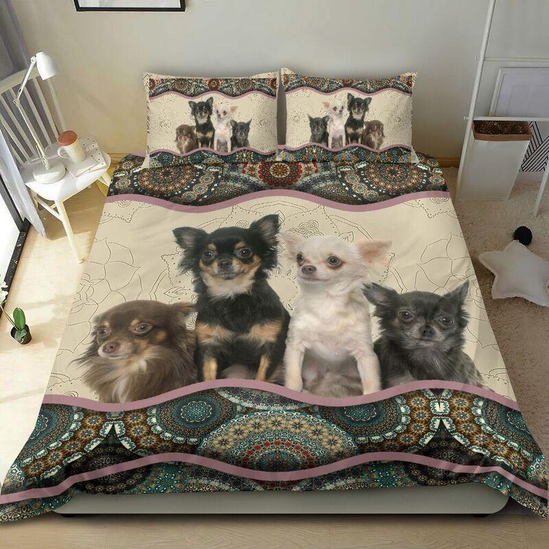 Chihuahua Boho Pattern 3D printed Bedding set