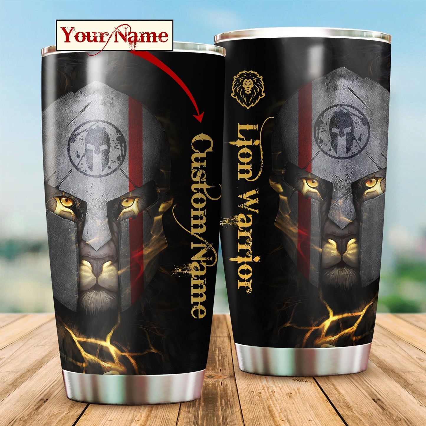 Lion Warrior Custom Name Tumblers