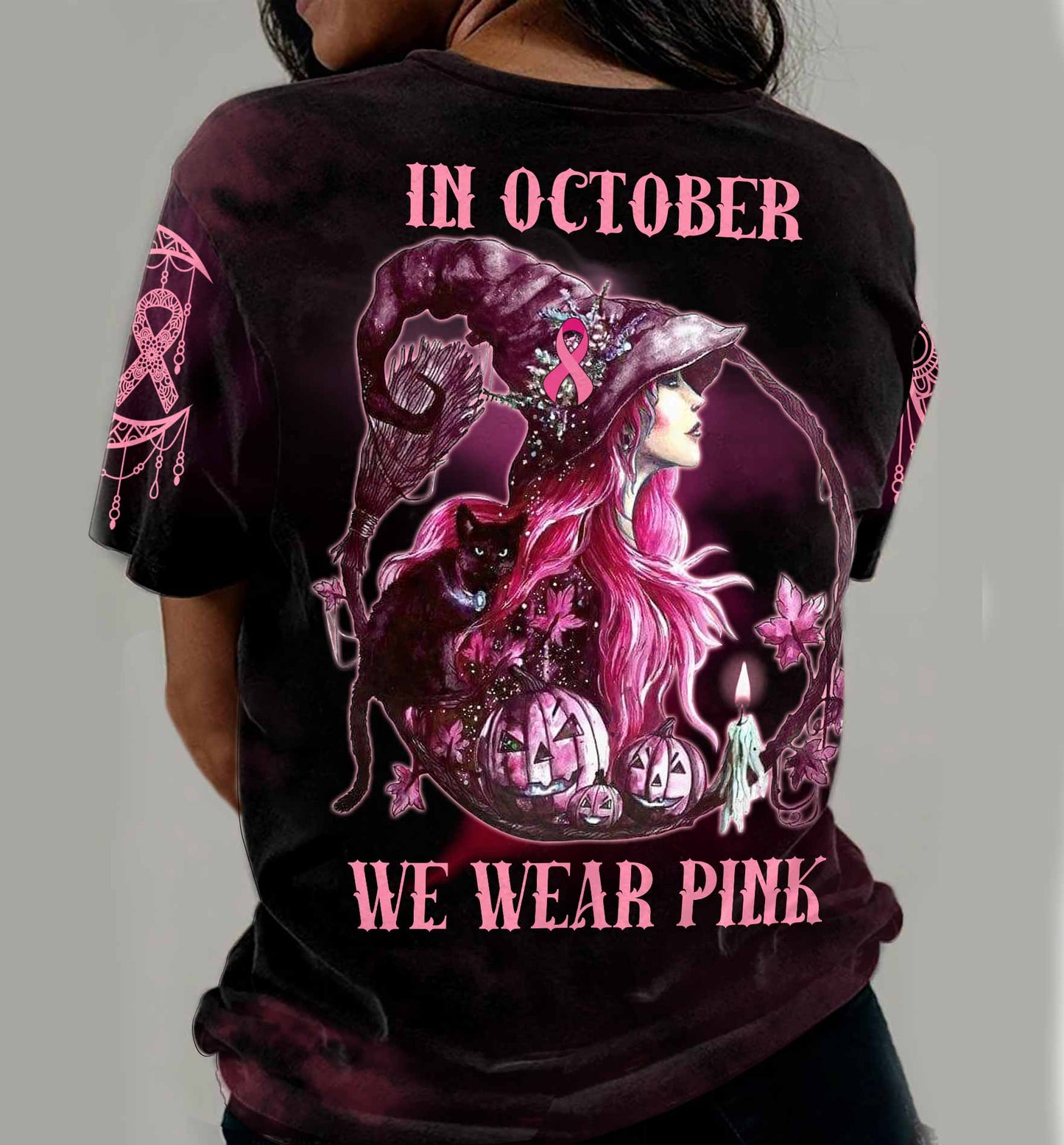 In October We Wear Pink - Breast Cancer Awareness All Over Printed T-Shirt