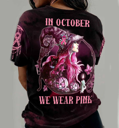 In October We Wear Pink - Breast Cancer Awareness All Over Printed T-Shirt