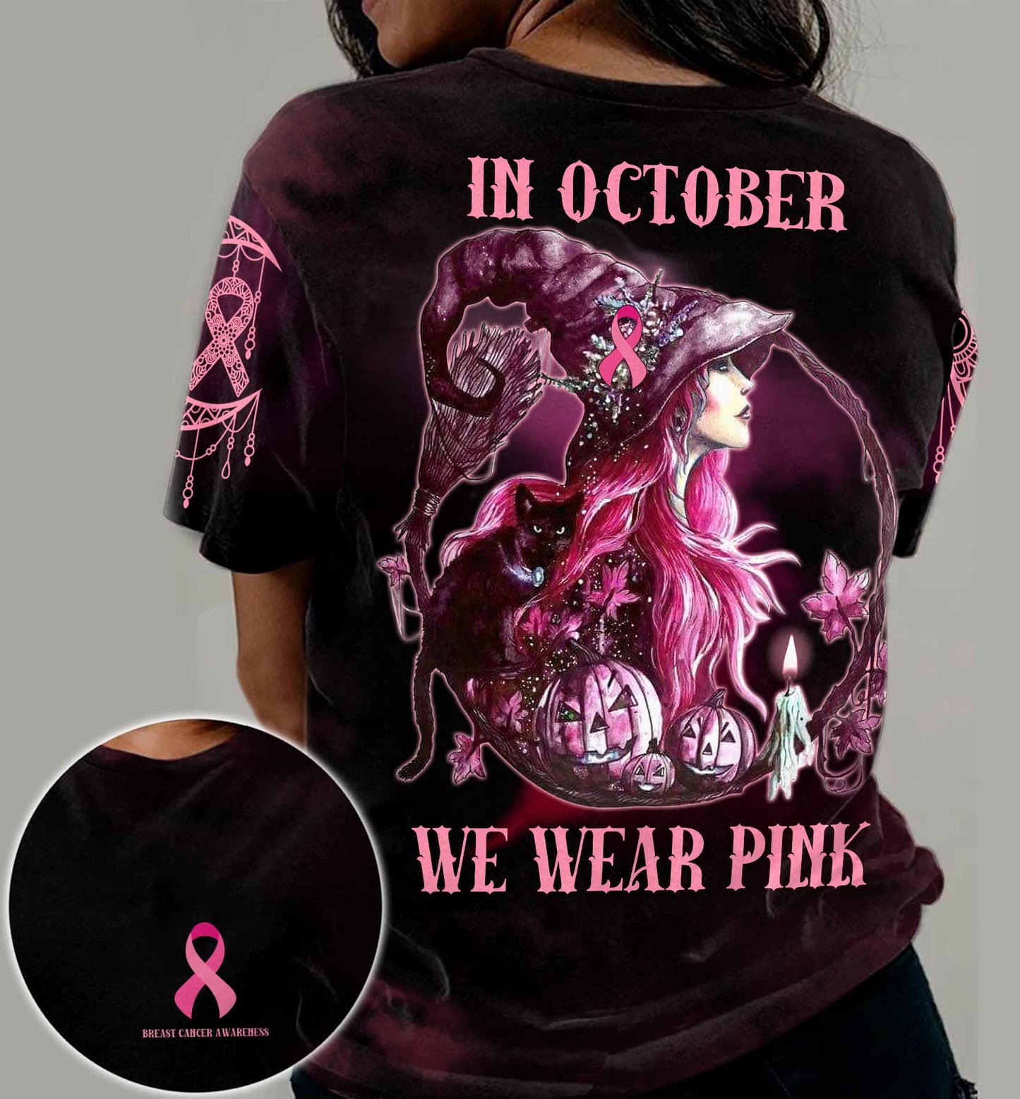 In October We Wear Pink - Breast Cancer Awareness All Over Printed T-Shirt