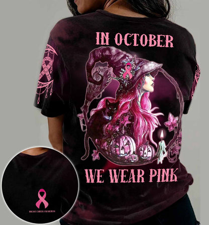 In October We Wear Pink - Breast Cancer Awareness All Over Printed T-Shirt