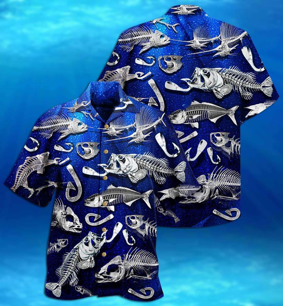 Bone fish Reaper pattern Fishing Hawaii Shirt