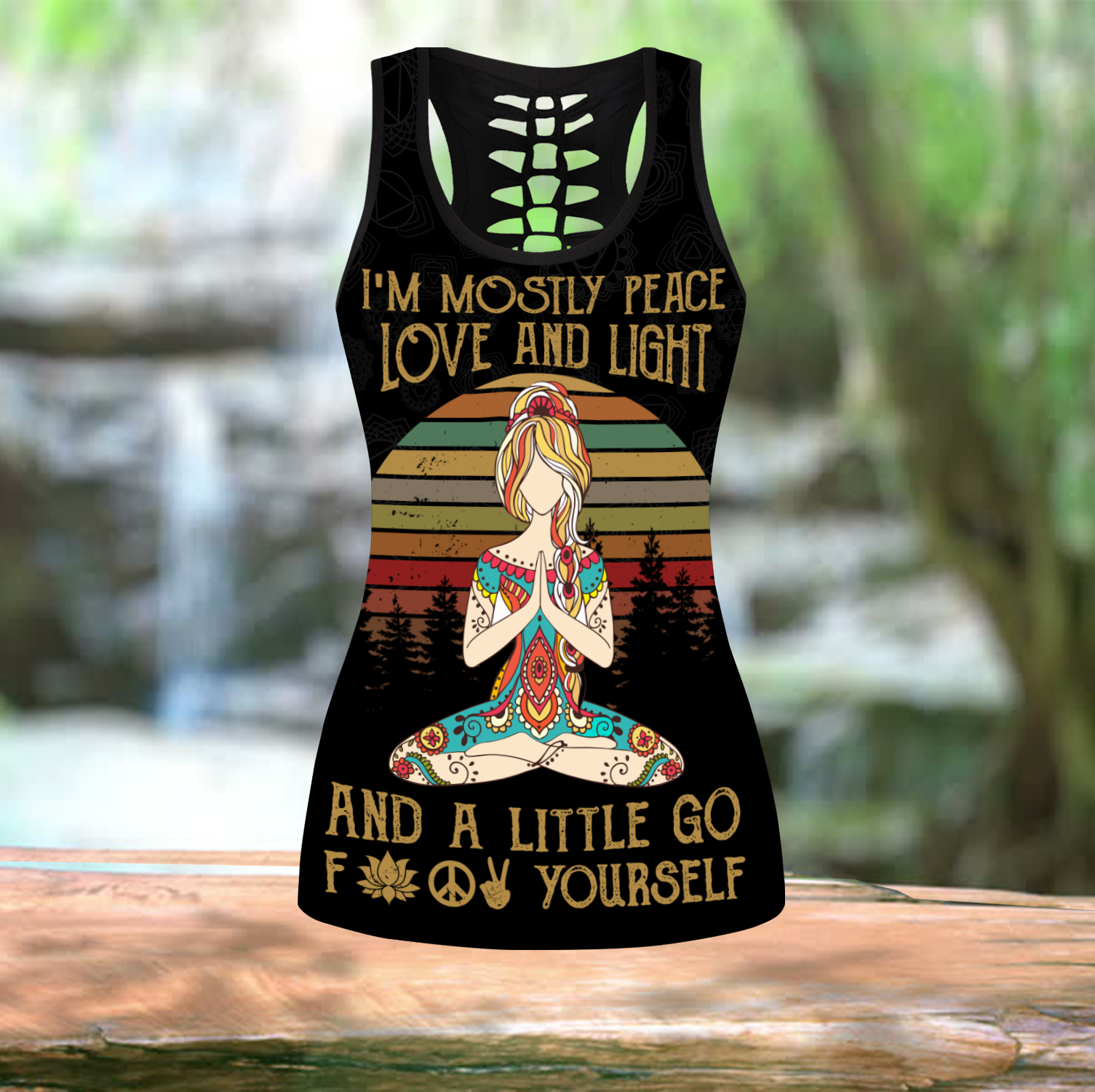 I'm Mostly Peace Love And Light - Yoga Combo Tank + Legging QB06202001-Apparel-TA-S-S-Vibe Cosy™