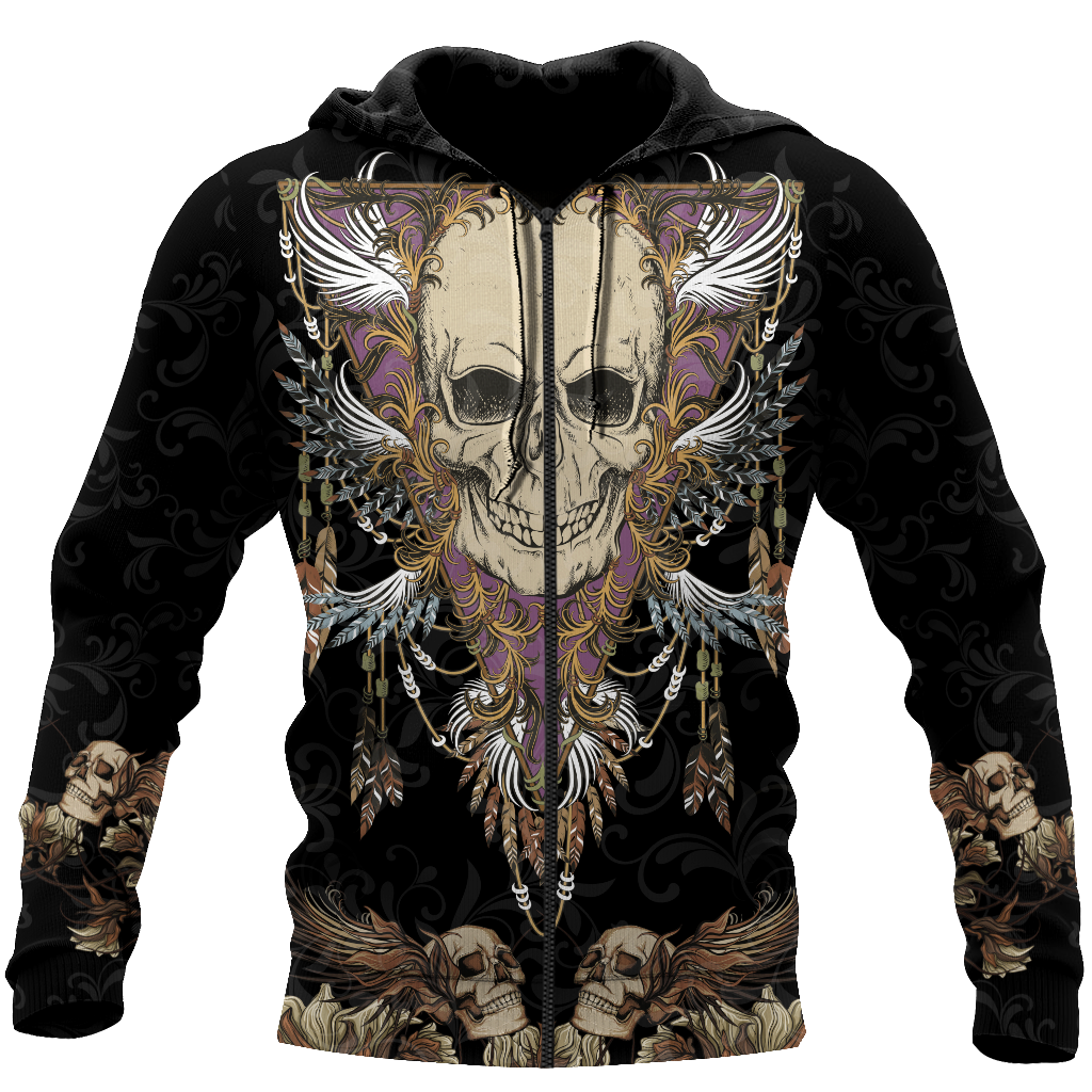 Love Skull 3D all over printed for man and women QB06102003-Apparel-PL8386-Zipped Hoodie-S-Vibe Cosy™