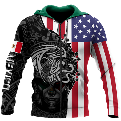 Mexico- US 3D All Over Printed Shirts For Men and Women-Apparel-TA-Hoodie-S-Vibe Cosy™
