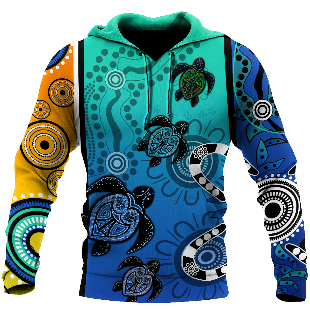 Aboriginal Indigenous Turtle Dot Painting Art 3D Hoodie Shirt For Men And Women