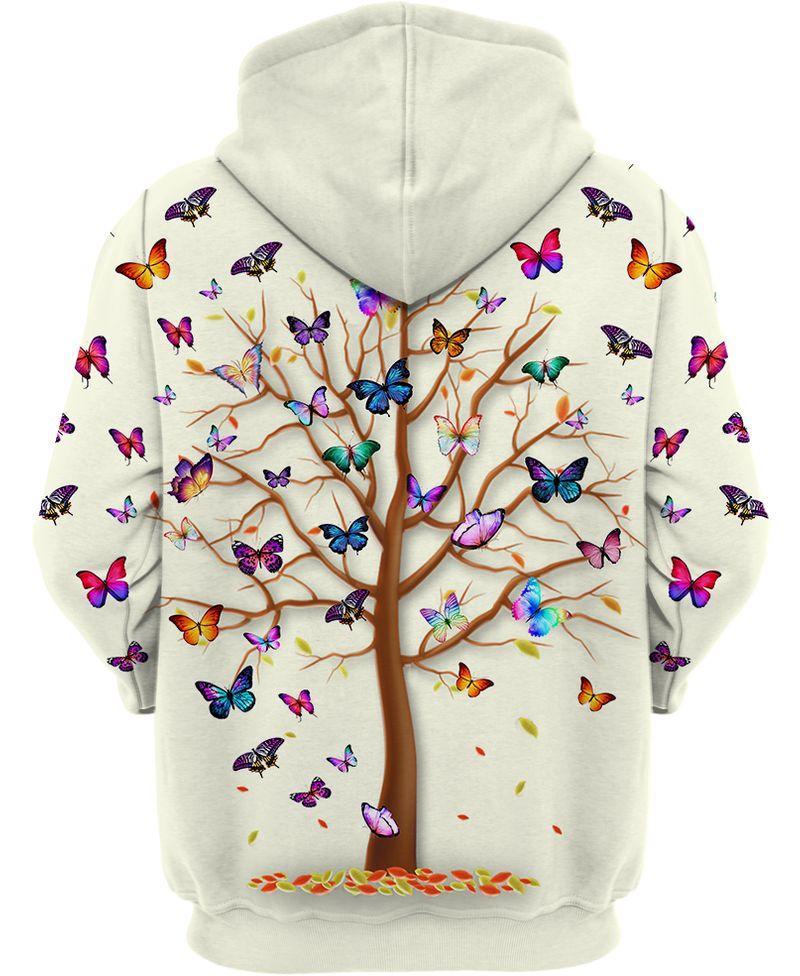 Hippie Tree Of Colorful Butterfly 3D All Over Printed Unisex Shirts