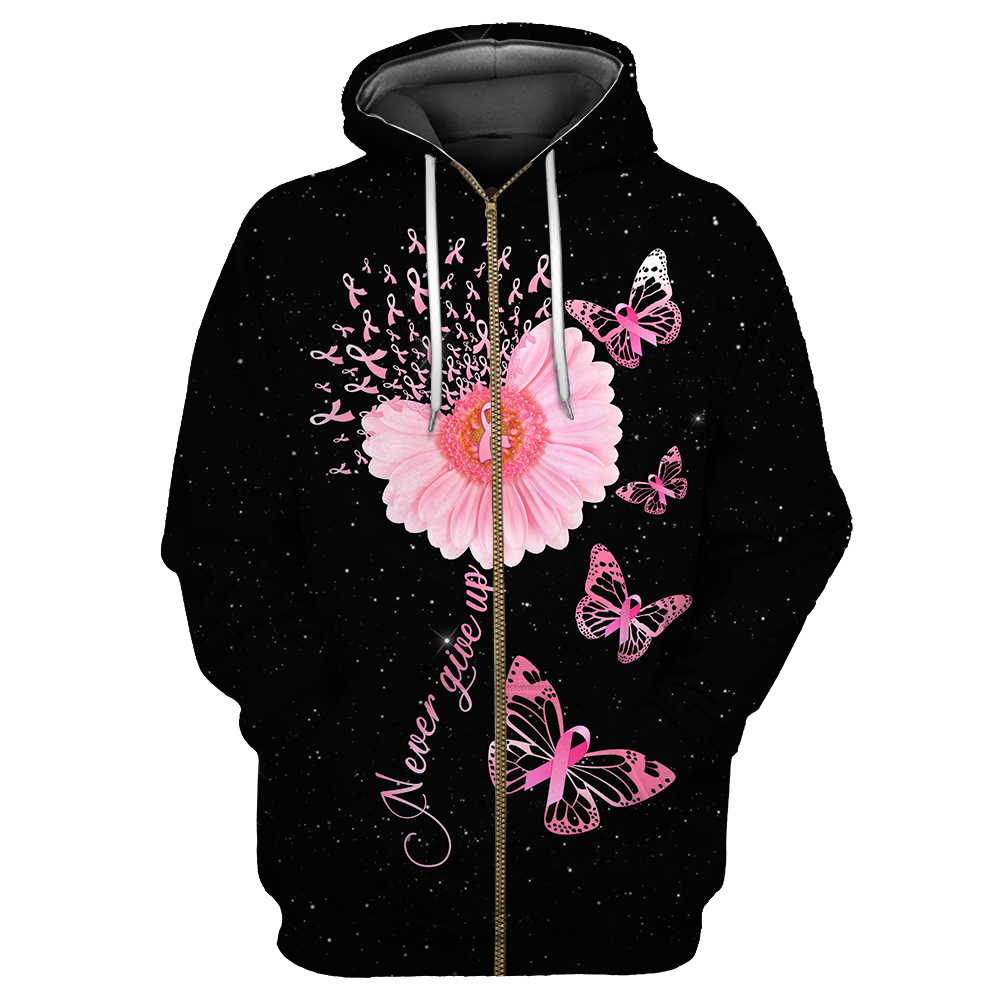 Breast Cancer-Never Give Up 3D All Over Printed Shirts For Men and Women DQB07212008-Apparel-TA-Hoodie-S-Vibe Cosy™