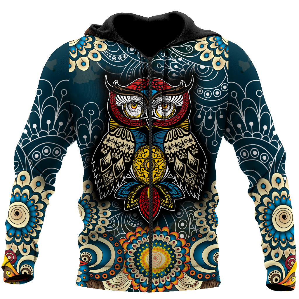 Owl 3d hoodie shirt for men and women QB05132001-Apparel-HG-Zip hoodie-S-Vibe Cosy™