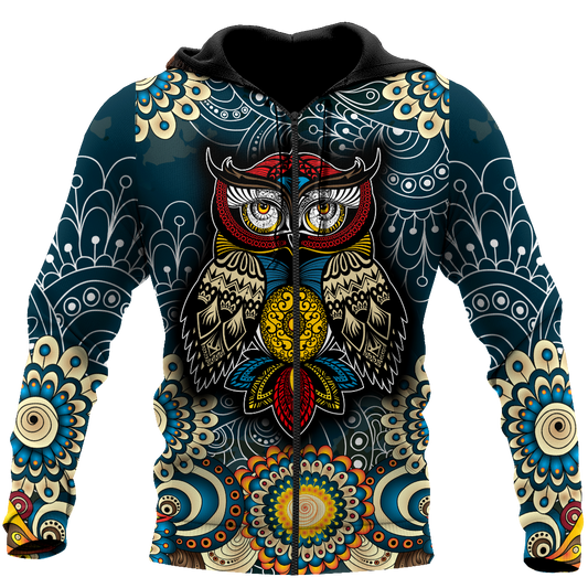 Owl 3d hoodie shirt for men and women QB05132001-Apparel-HG-Zip hoodie-S-Vibe Cosy™
