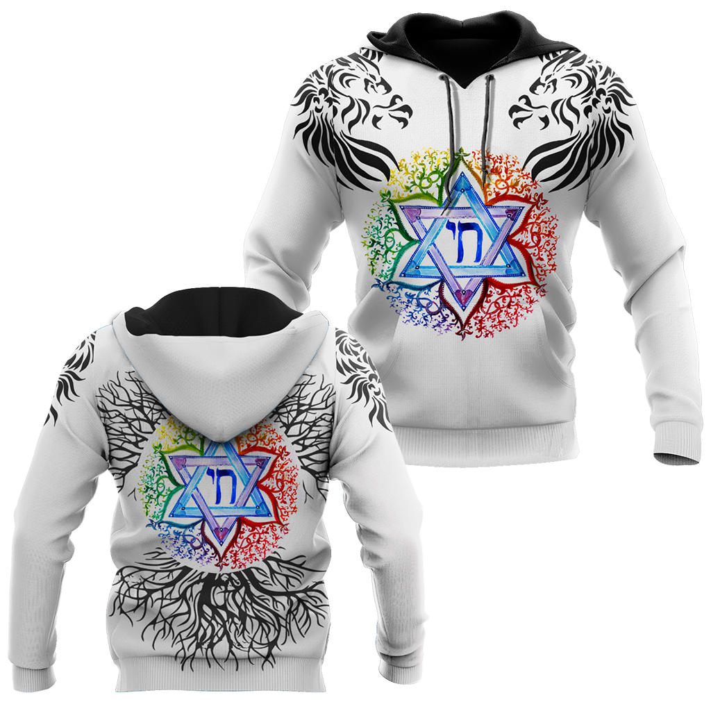 Premium Jewish Chai Symbol Star Of David All Over Printed Shirts For Hanukkah MEI