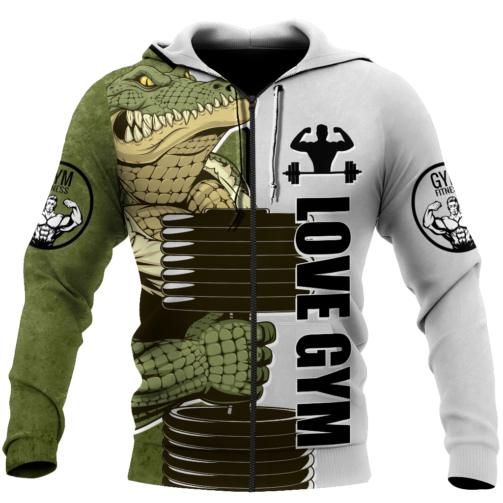 Gym Crocodile 3d all over printed for man and women QB05302001-Apparel-PL8386-Zipped Hoodie-S-Vibe Cosy™