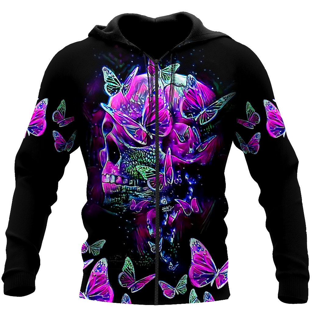 Butterfly Love Skull 3D all over printed for man and women-Apparel-PL8386-Sweatshirt-S-Vibe Cosy™