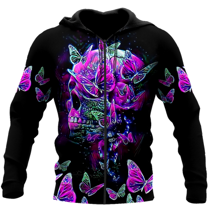 Butterfly Love Skull 3D all over printed for man and women-Apparel-PL8386-Sweatshirt-S-Vibe Cosy™