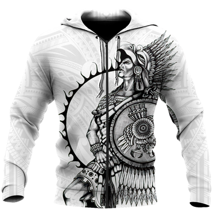 Mexican Aztec Warrior 3D All Over Printed Shirts DQB07162001-Apparel-TA-Zipped Hoodie-S-Vibe Cosy™