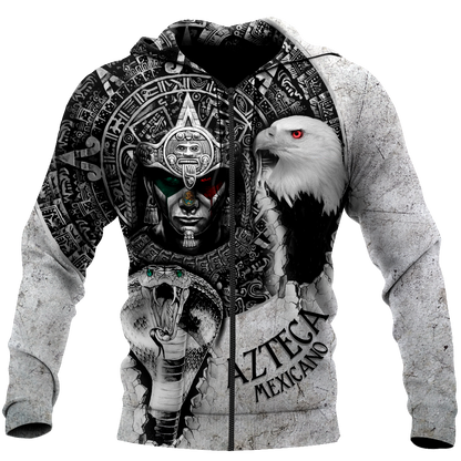 Mexican Aztec Warrior 3D All Over Printed Hoodie Shirt by SUN QB06302006-Apparel-SUN-Zipped Hoodie-S-Vibe Cosy™