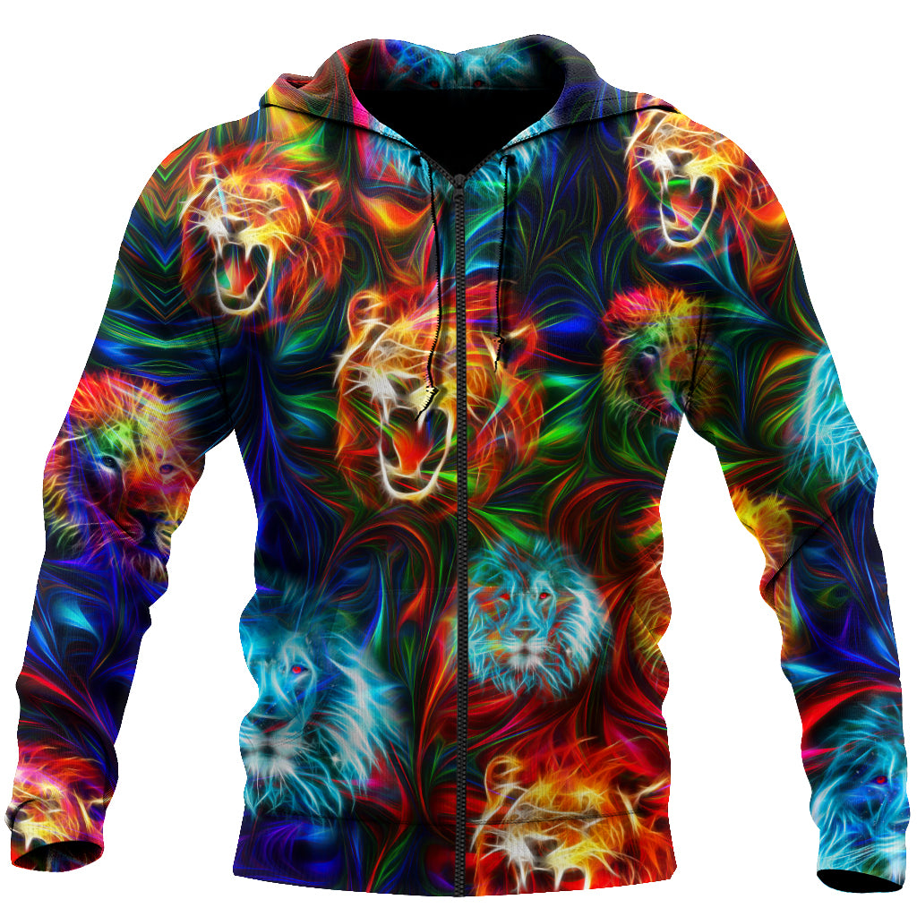 Magic Multicolor Lion Over Printed Hoodie