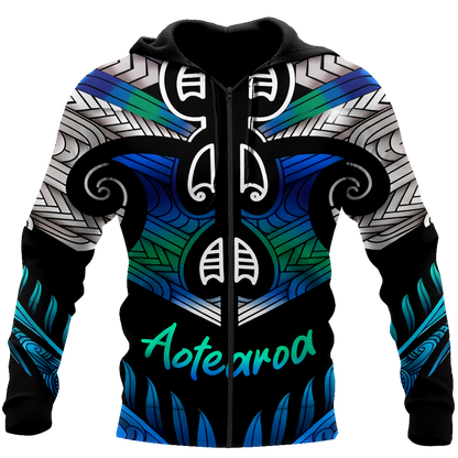 Aoteatoa New Zealand Maori 3d all over printed shirt and short for man and women-Apparel-PL8386-Zipped Hoodie-S-Vibe Cosy™