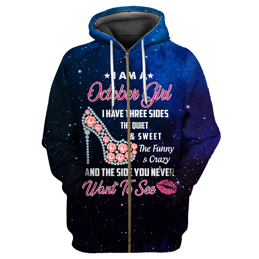 October Girl I Have 3 Sides 3D All Over Print Shirts DQB08142004
