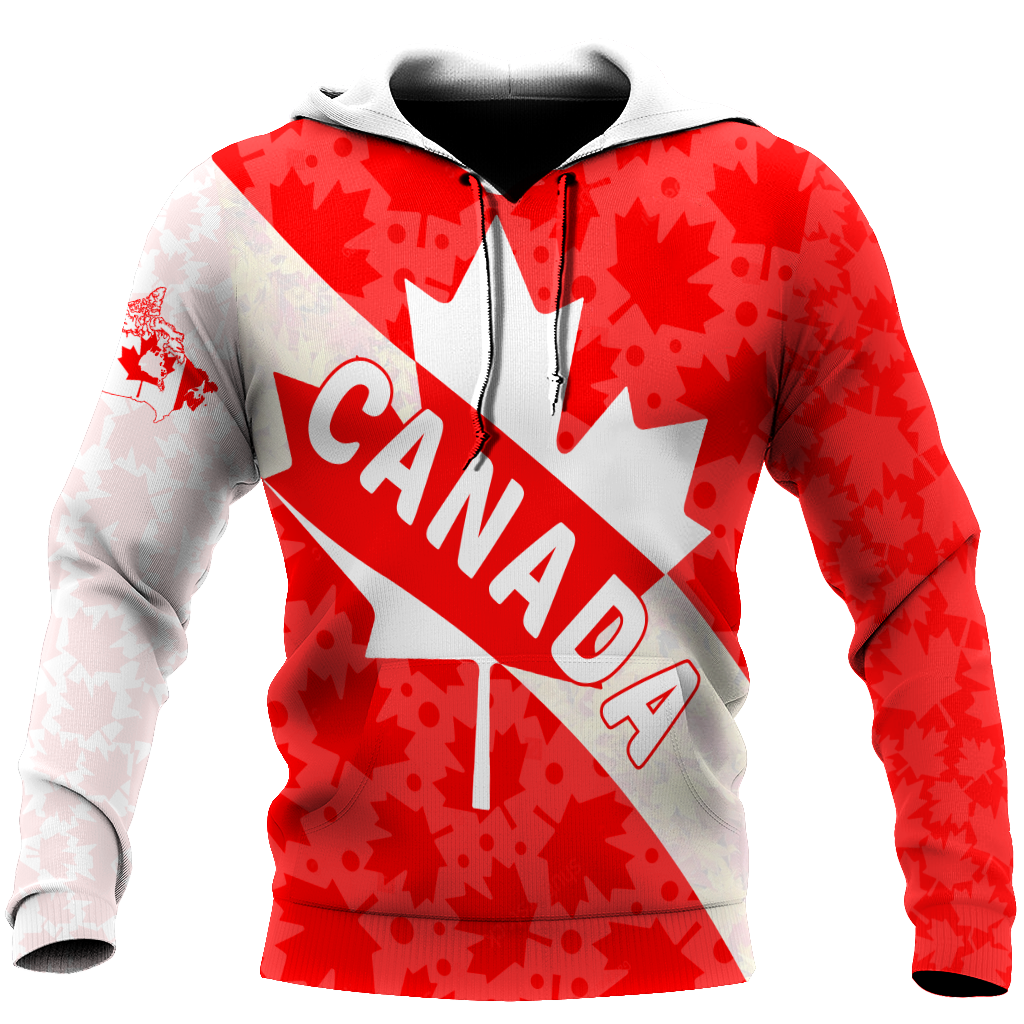 Canada All Over Print Hoodie Maple Leaf-Apparel-PL8386-Hoodie-S-Vibe Cosy™
