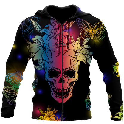 Love Skull 3D all over printed for man and women-Apparel-PL8386-Zipped Hoodie-S-Vibe Cosy™