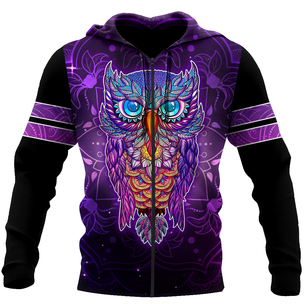 Owl 3d hoodie shirt for men and women QB05152001-Apparel-HG-Zip hoodie-S-Vibe Cosy™