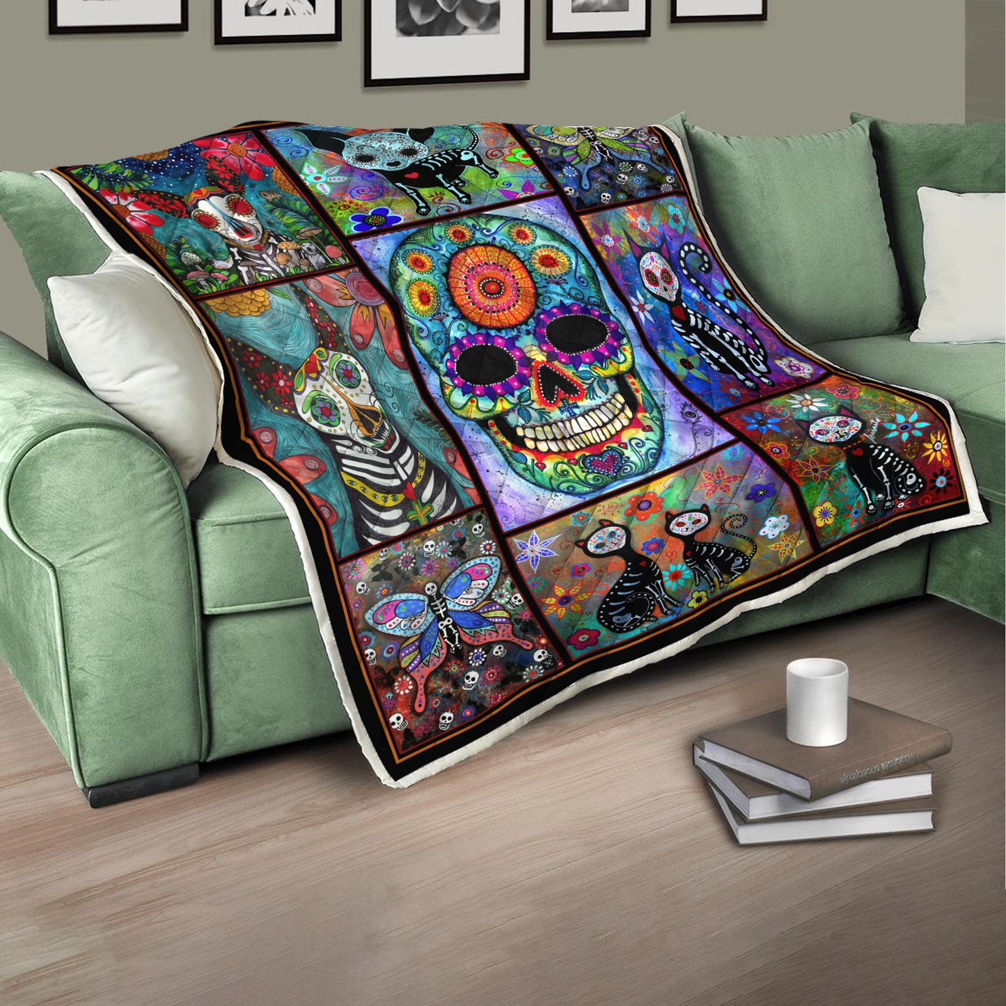 Day Of The Dead Skull 3D Quilt HHT12082003-LAM