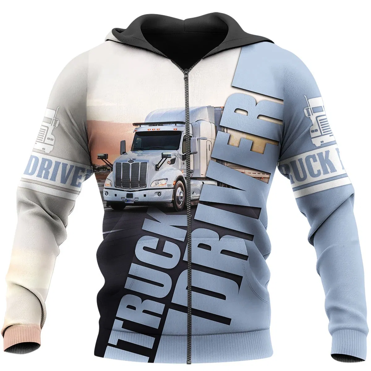 Truck Driver Hoodie T Shirt Sweatshirt for Men & Women NM-Apparel-NM-ZIPPED HOODIE-S-Vibe Cosy™