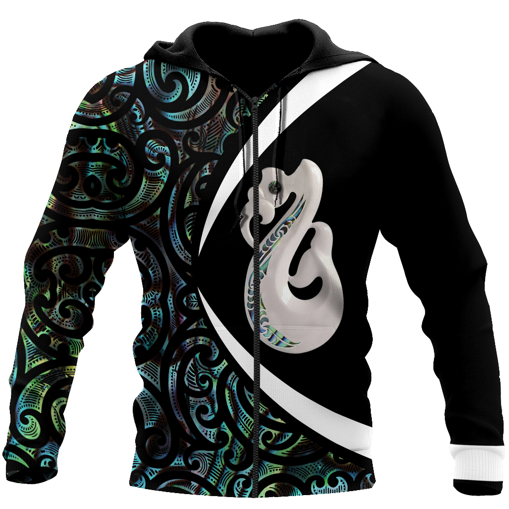 Aotearoa Manaia Silver Fern Paua Shell 3d all over printed shirt and short for man and women-Apparel-PL8386-Zipped Hoodie-S-Vibe Cosy™