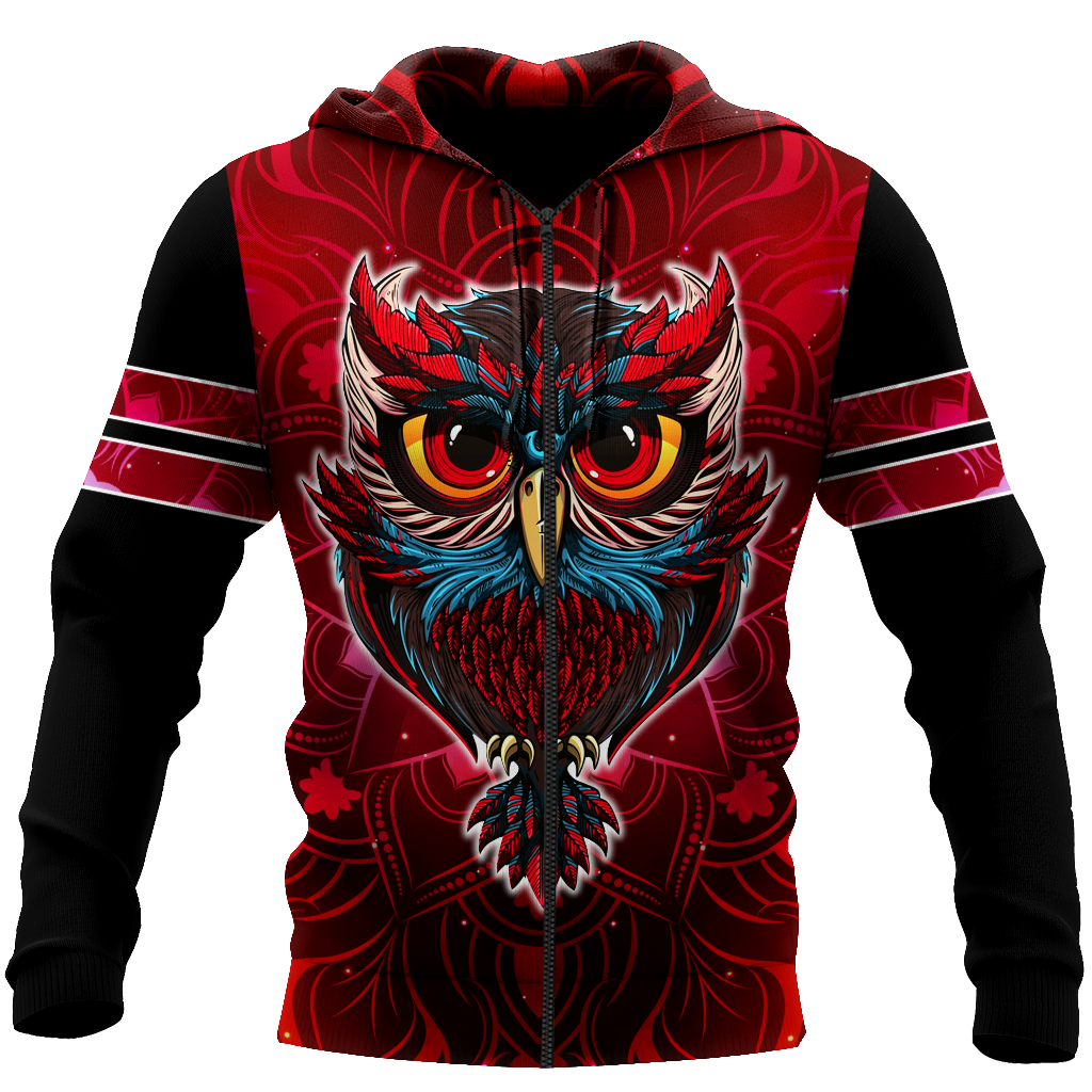 Owl 3d hoodie shirt for men and women QB05132003-Apparel-HG-Zip hoodie-S-Vibe Cosy™