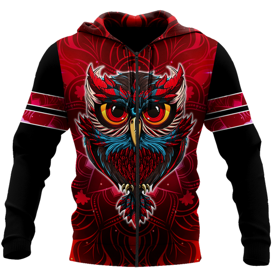 Owl 3d hoodie shirt for men and women QB05132003-Apparel-HG-Zip hoodie-S-Vibe Cosy™