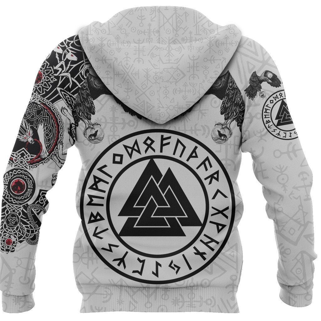 Fenrir Wolf White Hoodie-Apparel-HP Arts-Hoodie-S-Vibe Cosy™