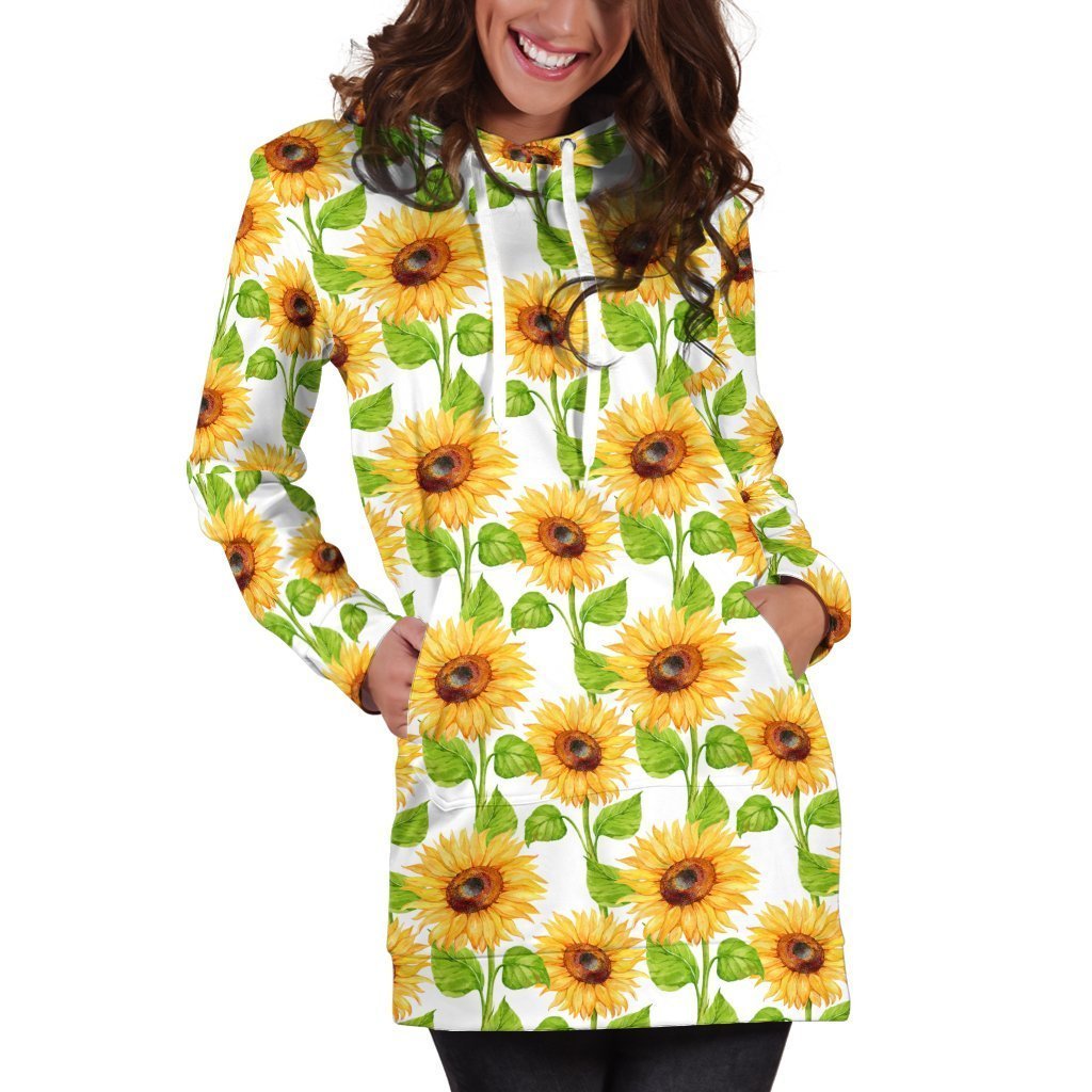 All Over Printing Beautiful Sunflowers Hoodie Dress-Apparel-Phaethon-Hoodie Dress-S-Vibe Cosy™