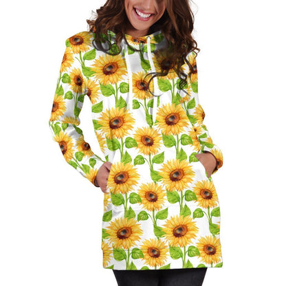 All Over Printing Beautiful Sunflowers Hoodie Dress-Apparel-Phaethon-Hoodie Dress-S-Vibe Cosy™