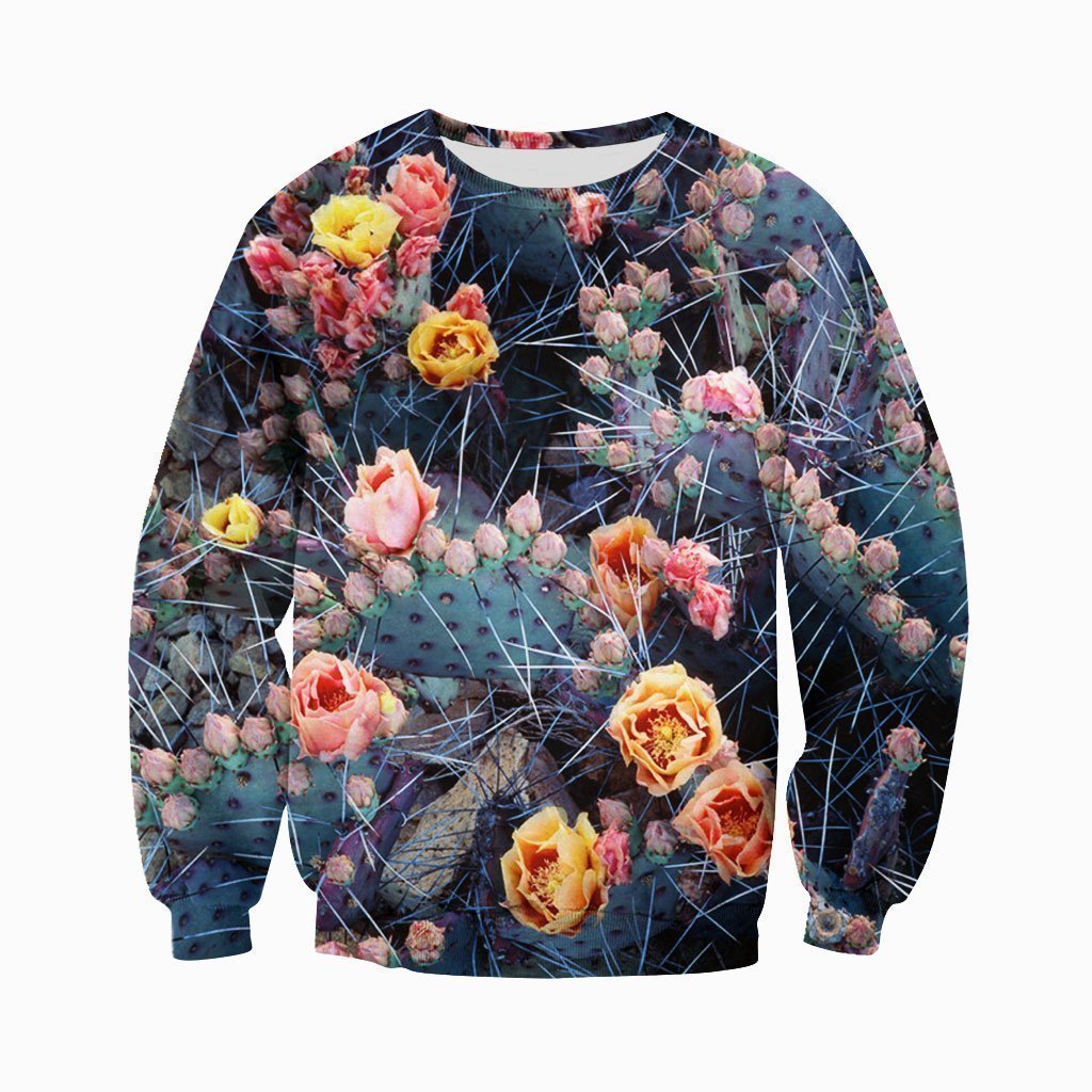 3D All Over Printed Violet Cactus flower pot Shirts-Apparel-NTH-Sweatshirt-S-Vibe Cosy™