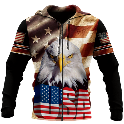 Eagle USA Flag 3D All Over Printed Shirts For Men & Women-Apparel-TA-Zipped Hoodie-S-Vibe Cosy™