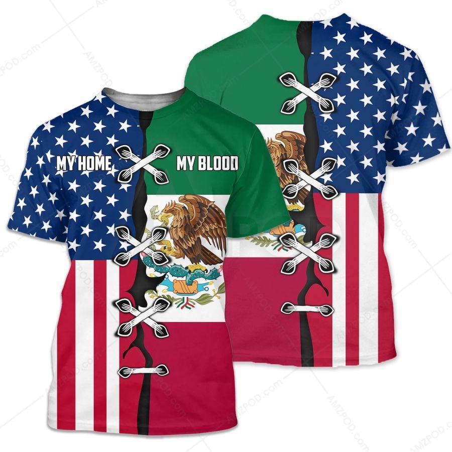 Mexico-US My Home My Blood 3D All Over Printed Shirts For Men and Women TA062201-Apparel-TA-Sweatshirts-S-Vibe Cosy™