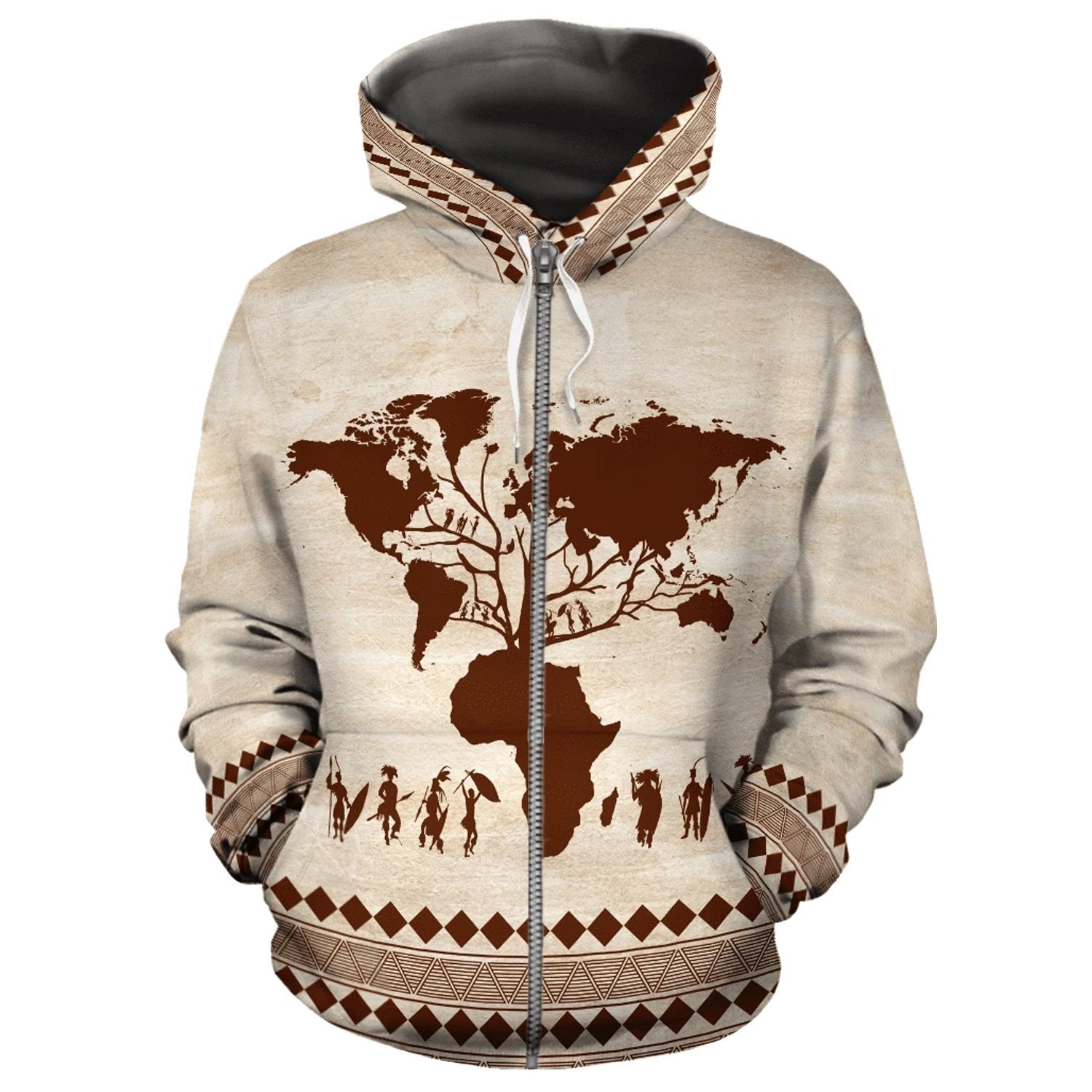 African Zip-Up Hoodie - Root Africa Hoodie-ALL OVER PRINT ZIP HOODIES-HPArt-Men-S-Black-Vibe Cosy™
