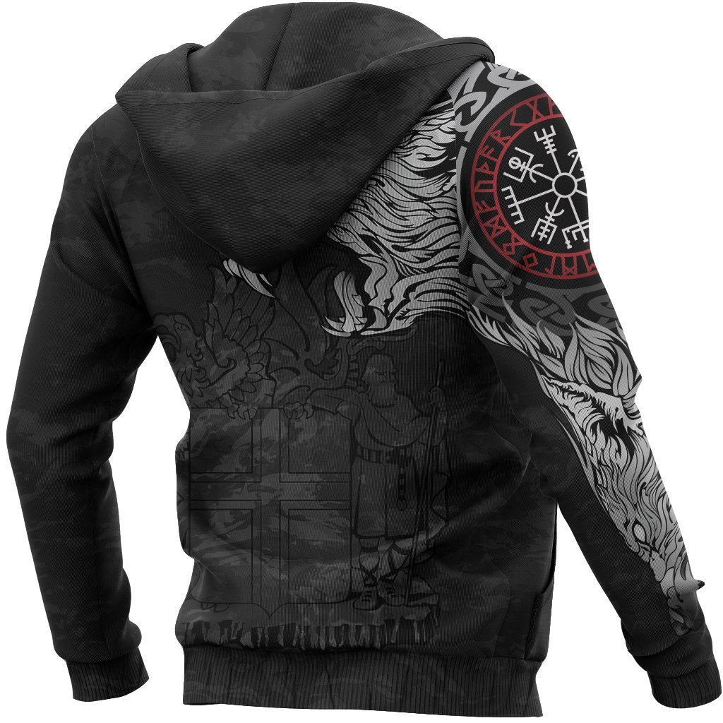 Iceland Hoodie Fenrir Wolf and Vegvisir - Amaze Style™-Apparel