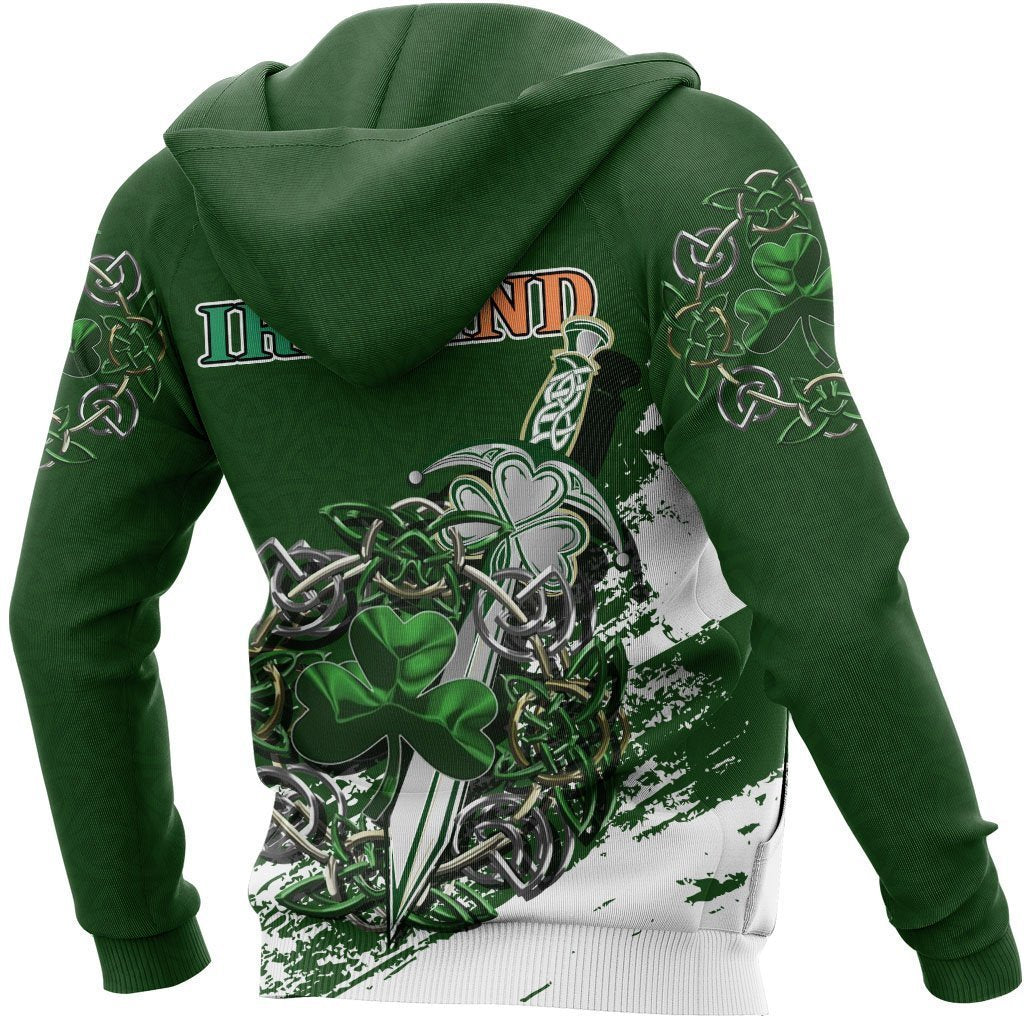 Ireland - Celtic Shamrock & Sword Pullover Hoodie PL-Apparel-PL8386-Hoodie-S-Vibe Cosy™