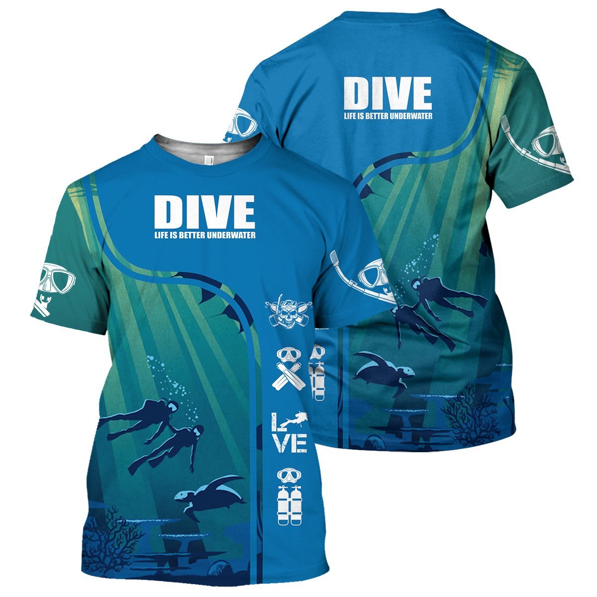 Scuba Diving 3D All Over Printed-ALL OVER PRINT HOODIES-HP Arts-T-Shirt-S-Vibe Cosy™