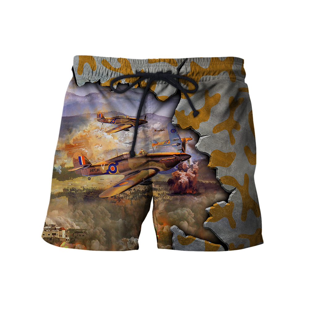 Air Force Aircraft Supermarine Spitfire 3D All Over Printed Shirts for Men and Women AM160103-Apparel-TT-Shorts-S-Vibe Cosy™