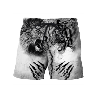 Tiger vs Lion Tattoo Over Printed Shirt For Men and Women