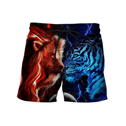 Tiger vs Lion Galaxy Thunder Over Printed Shirt For Men and Women