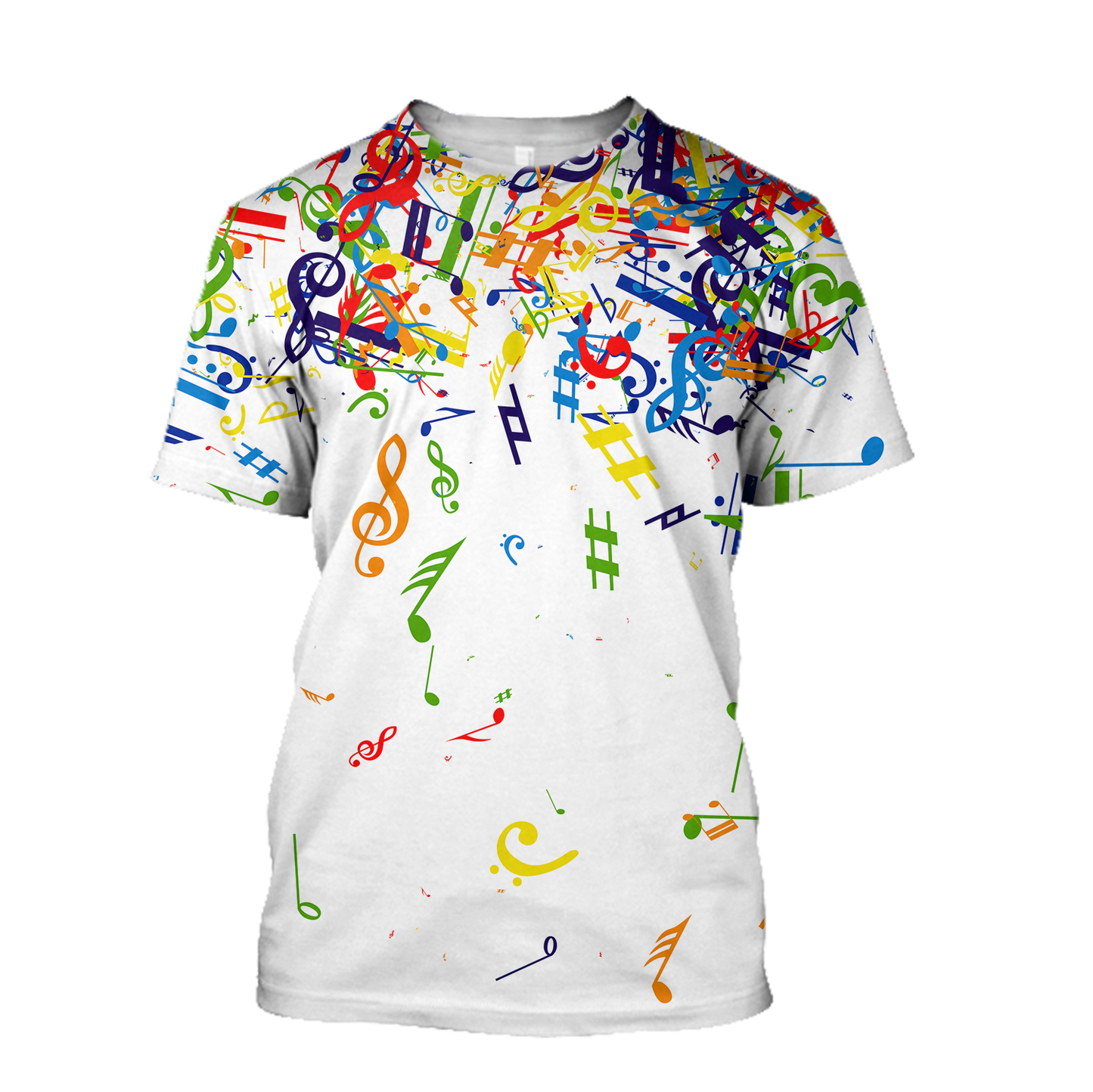 Colorful Music Notes White Version 3D All Over Printes-Apparel-HP Arts-T-Shirt-S-Vibe Cosy™