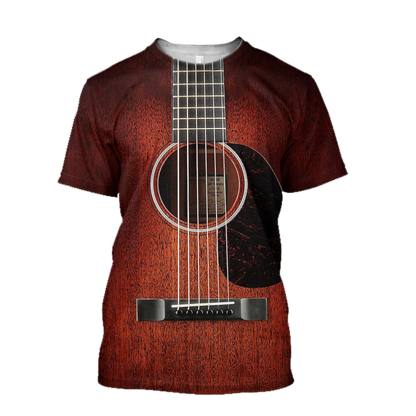 Wood Guitar 3D All Over Printes-Apparel-HP Arts-T-Shirt-S-Vibe Cosy™