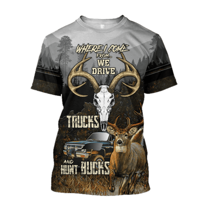 Hunting Bucks Driving Trucks 3D All Over Print Hoodie AM092058