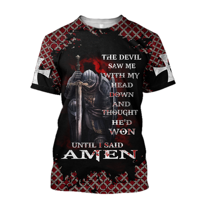 Knight templar 3D all over printed shirt and short for men and women